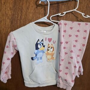 Kids Bluey-Themed Pink & Cream Matching Pajama Set